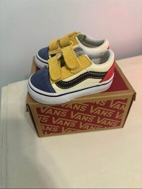 Vans Kids Color-block Old Skool V Velcro Sneakers